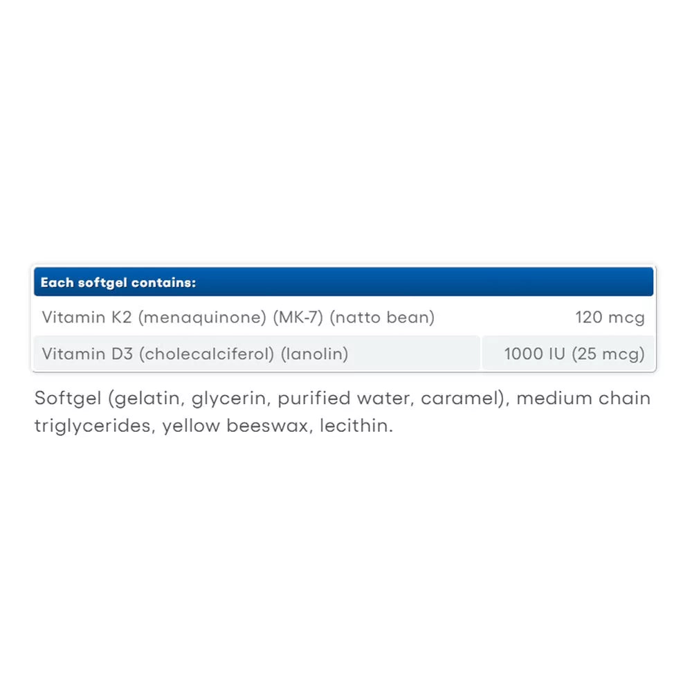 Natural Factors Vitamin K+D 120 mcg & 1000 IU (120 Softgels)