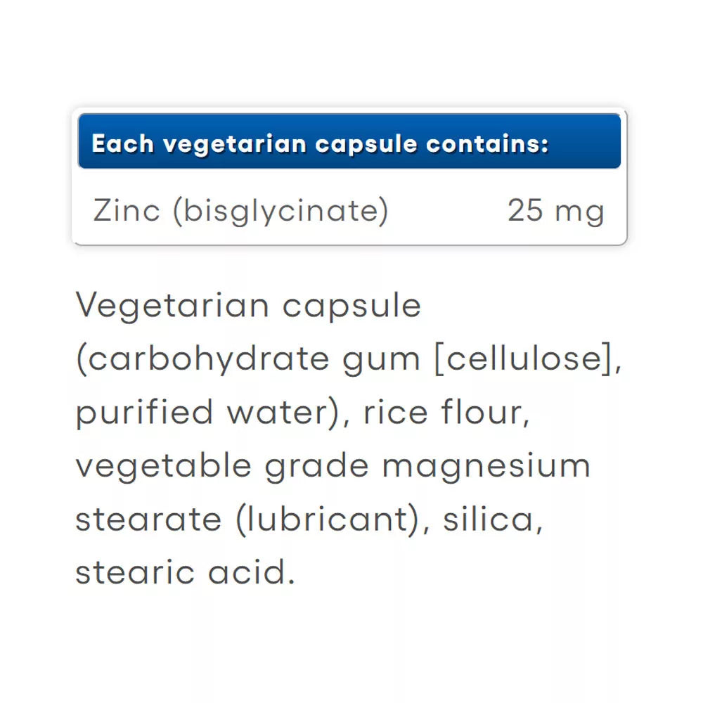 Natural Factors Zinc Bisglycinate 25 mg (120 Capsules)