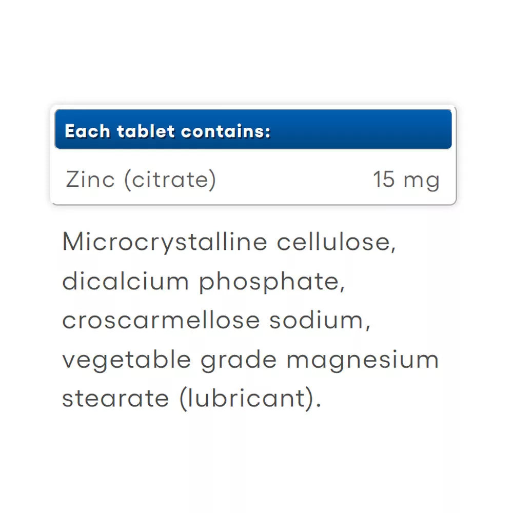 Natural Factors Zinc Citrate 15 mg (90 Tablets)