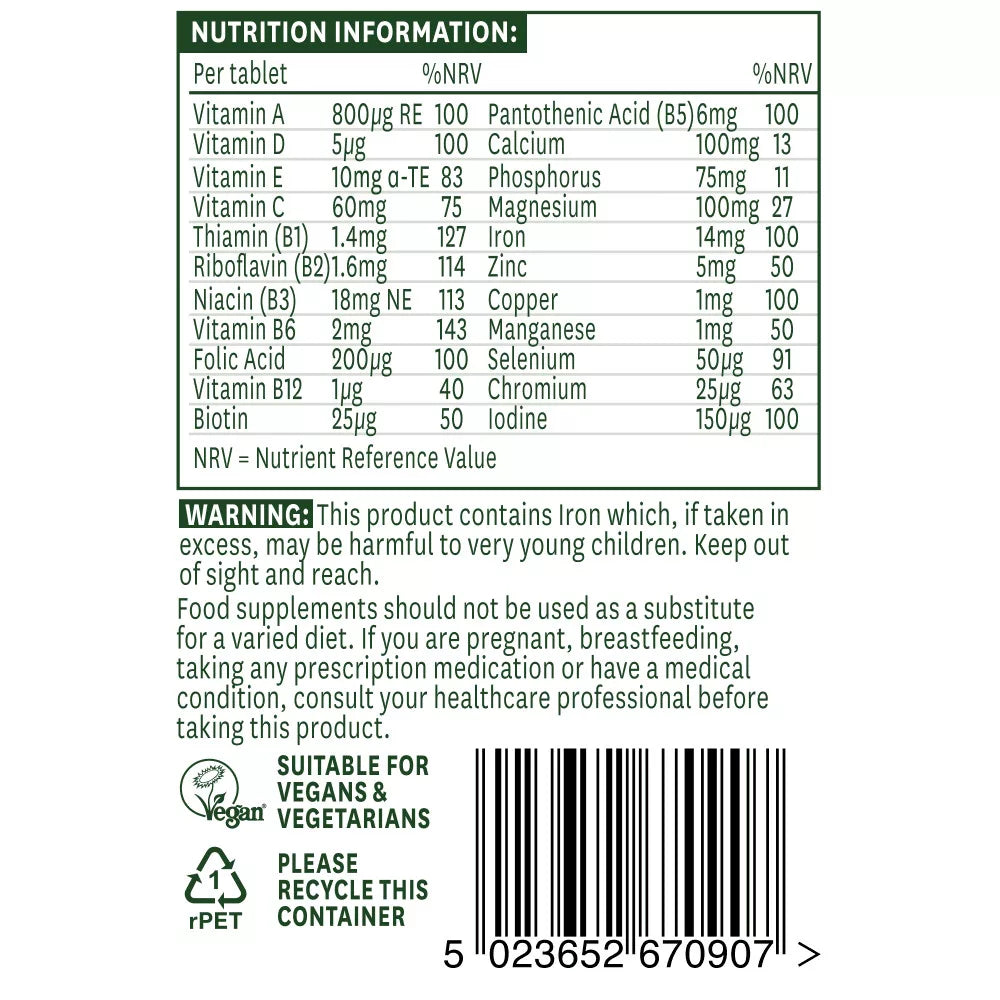 Natures Aid Complete Multi-Vitamins & Minerals (90 Tablets)