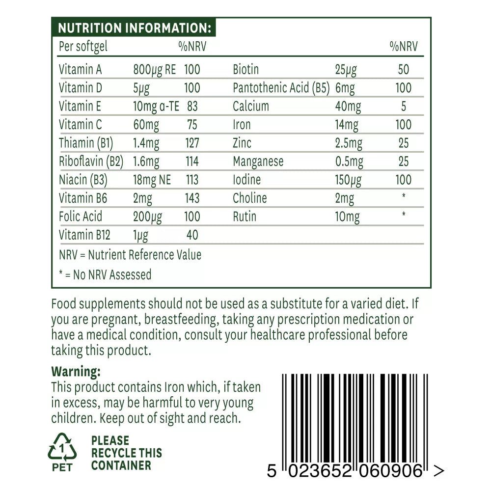 Natures Aid Multi-Vitamins & Minerals (with Iron) (90 Softgels)