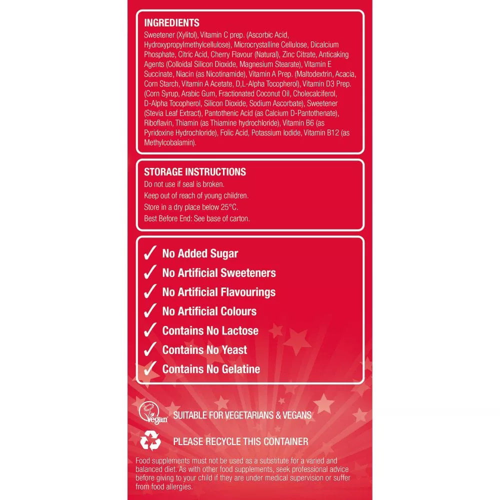 Natures Aid Super Stars Multivitamin (60 Chewable Tablets, Cherry)