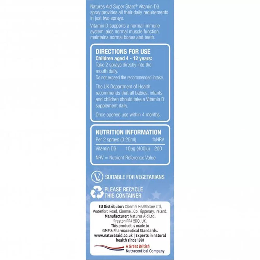 Natures Aid Super Stars Vitamin D3 Spray (30 ml, Orange)
