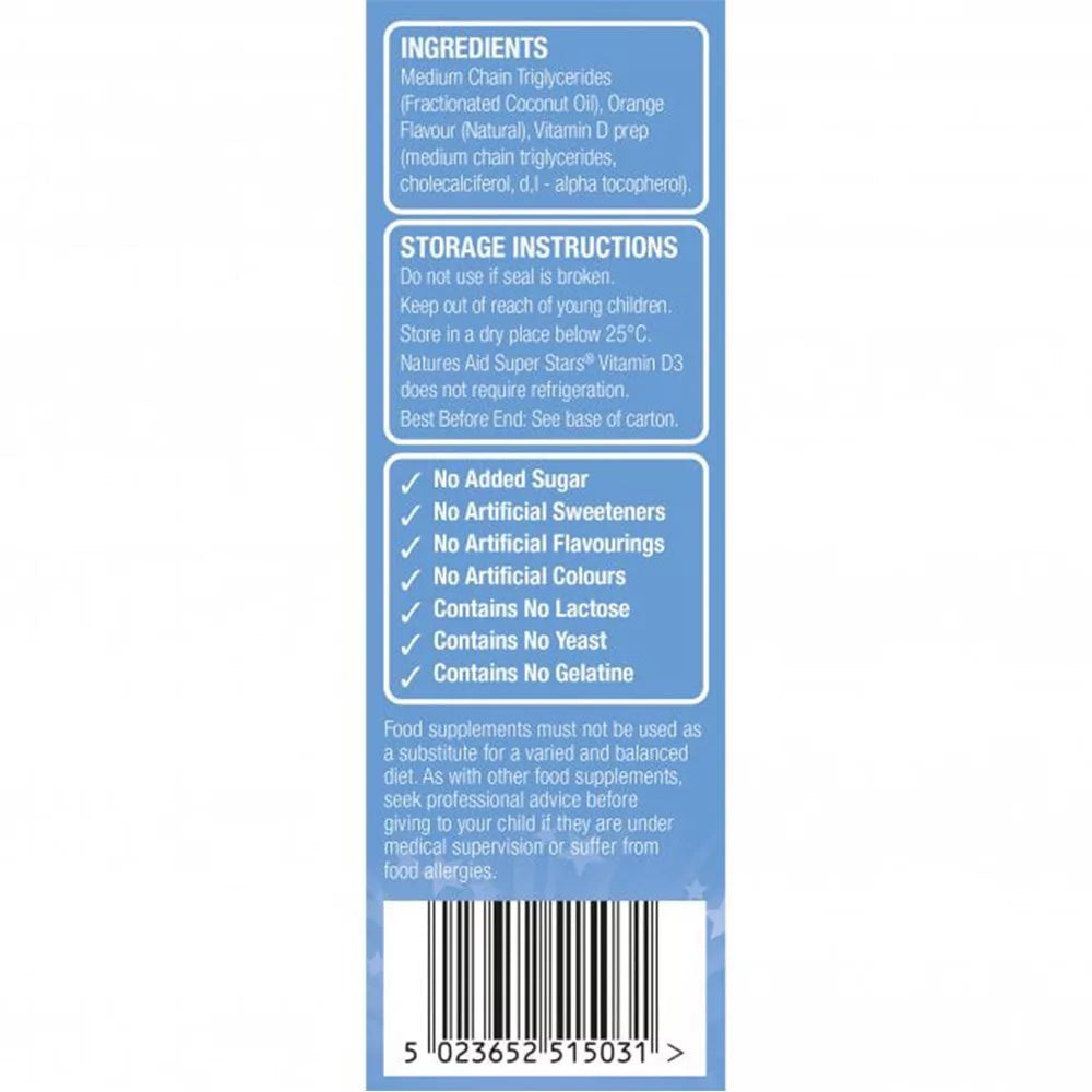 Natures Aid Super Stars Vitamin D3 Spray (30 ml, Orange)