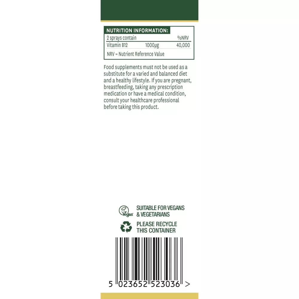 Natures Aid Vitamin B12 Daily Oral Spray (30 ml, Cherry)