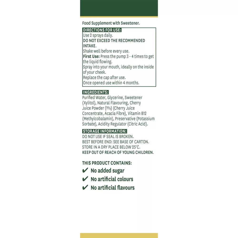 Natures Aid Vitamin B12 Daily Oral Spray (30 ml, Cherry)