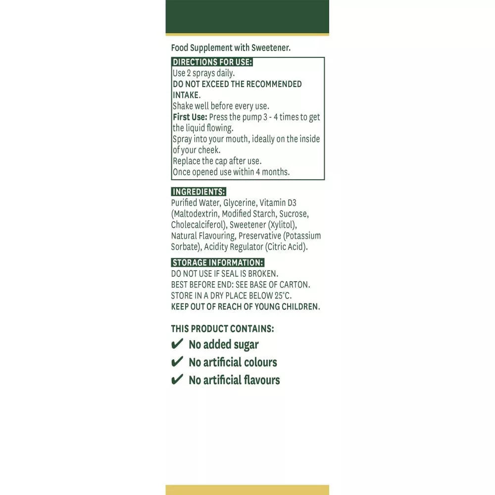 Natures Aid Vitamin D3 Daily Oral Spray (30 ml, Orange)