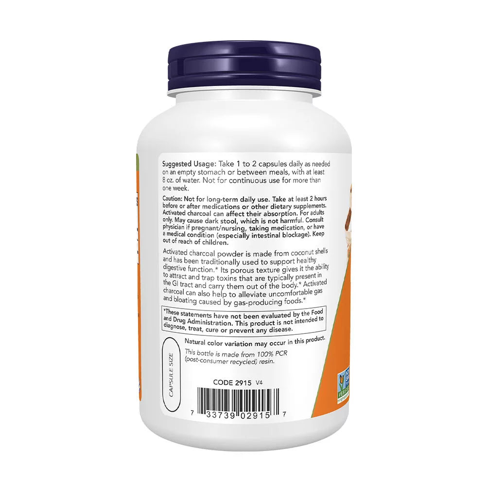Now Foods Activated Charcoal (200 Veg Capsules)