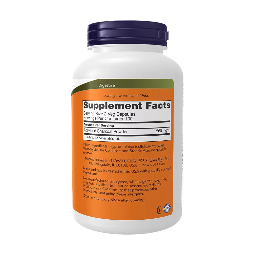 Now Foods Activated Charcoal (200 Veg Capsules)