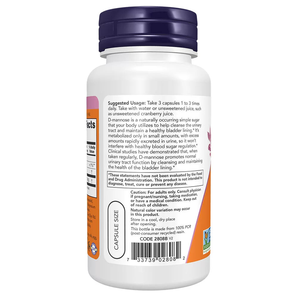 Now Foods D-Mannose Urinary Support 500 mg (60 Veg Capsules)