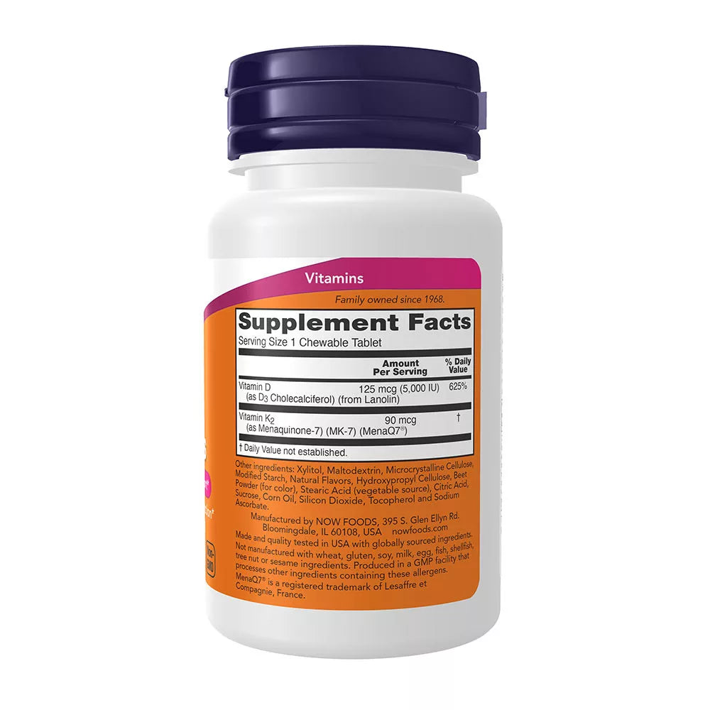 Now Foods D-3 + K-2 (MK-7) (90 Chewables)