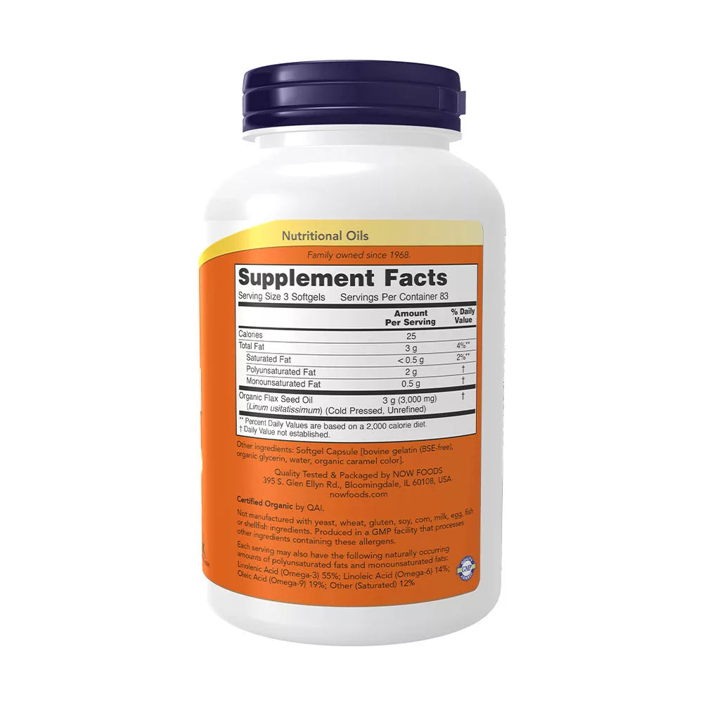 Now Foods Flax Oil 1000 mg (250 Softgels)