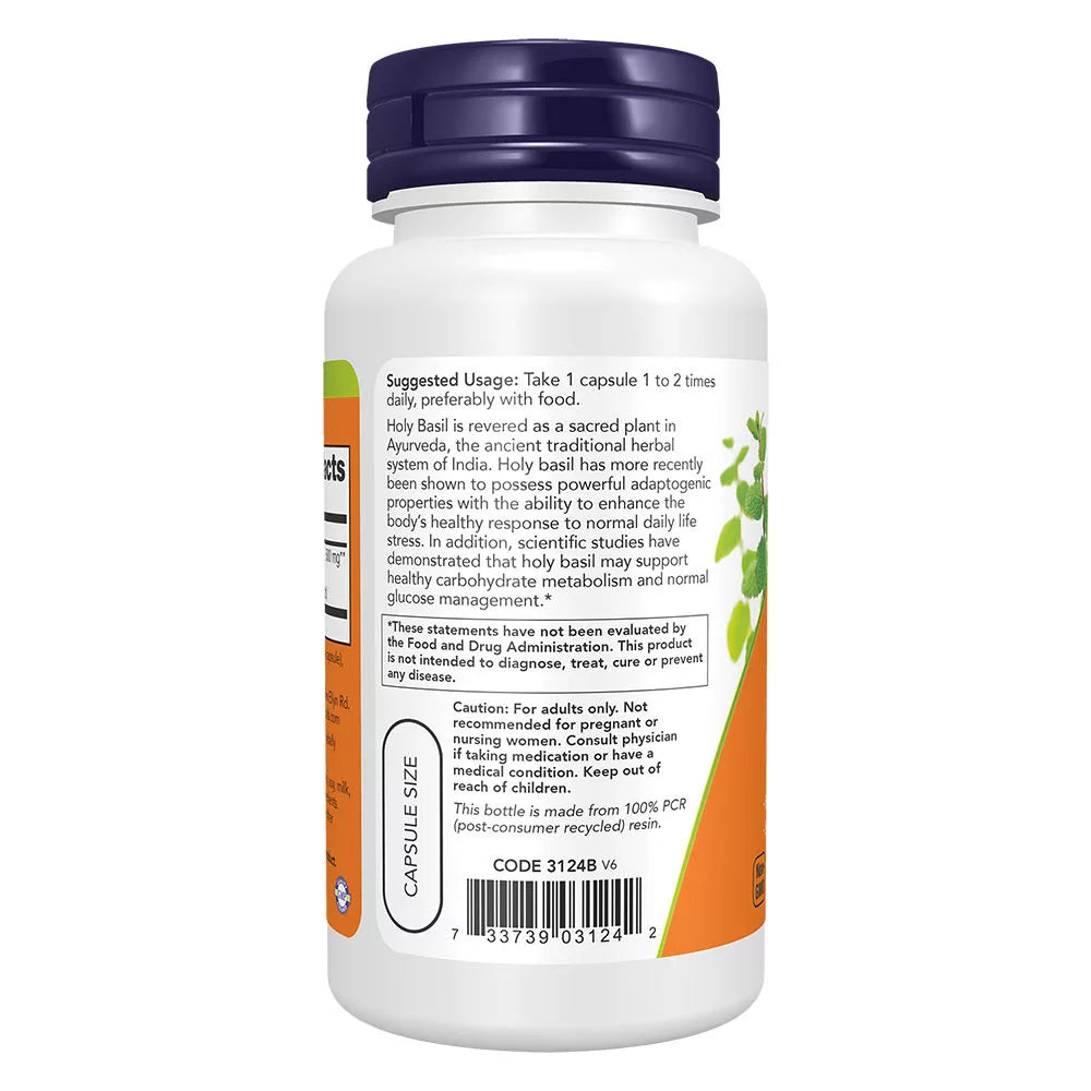 Now Foods Holy Basil Extract 500 mg (90 Veg Capsules)