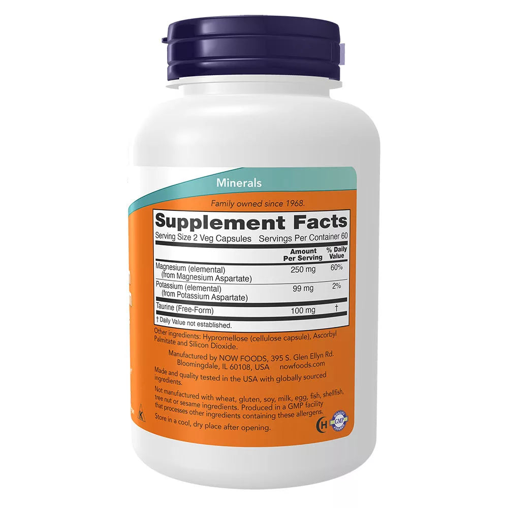 Now Foods Magnesium & Potassium Aspartate (120 Veg Capsules)