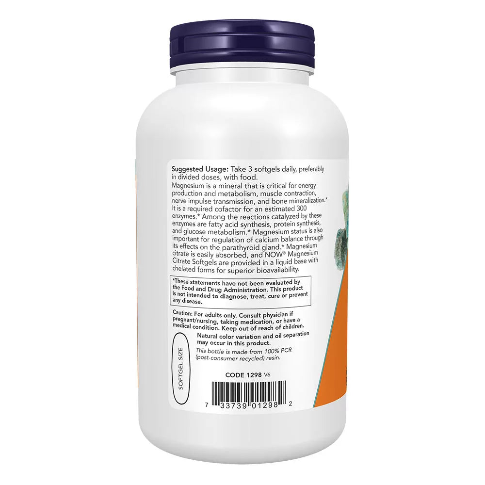Now Foods Magnesium Citrate 134mg (180 Softgels)