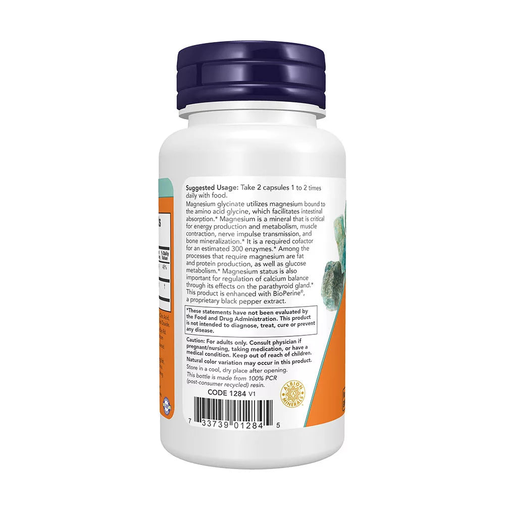 Now Foods Magnesium Glycinate with BioPerine® (60 Capsules)