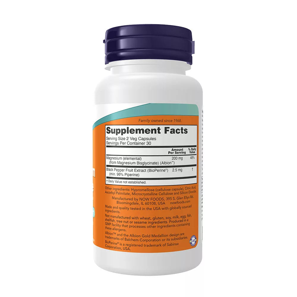Now Foods Magnesium Glycinate with BioPerine® (60 Capsules)