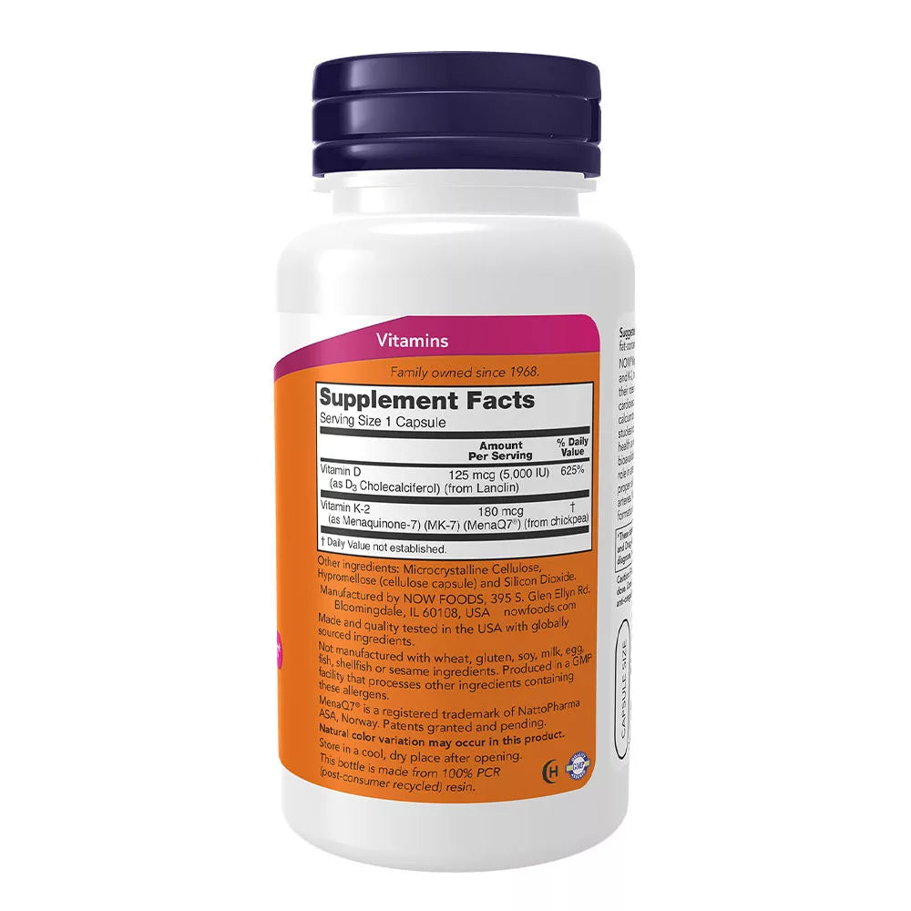 Now Foods Mega D-3 & MK-7 (120 Veg Capsules)