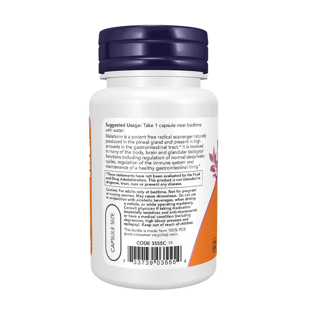 Now Foods Melatonin 5 mg (60 Veg Capsules)