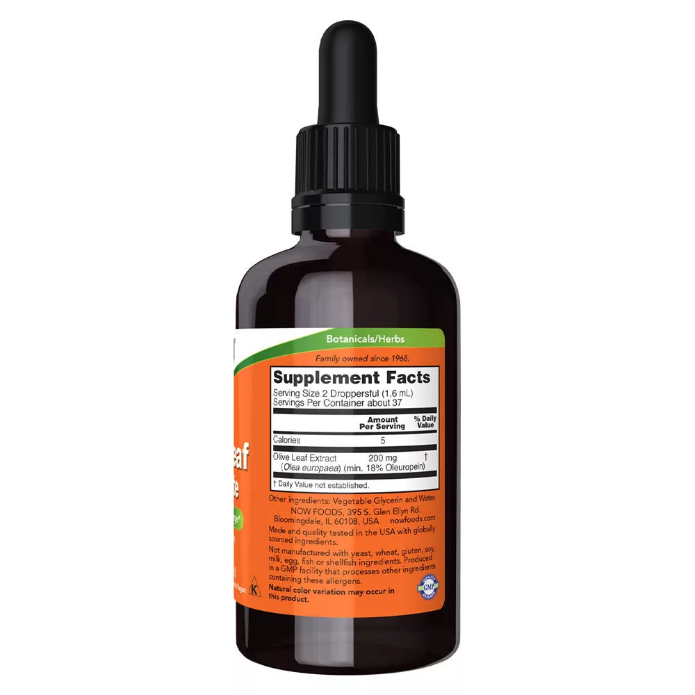 Now Foods Olive Leaf Glycerite 18% Liquid (59 ml (2 fl.oz.))