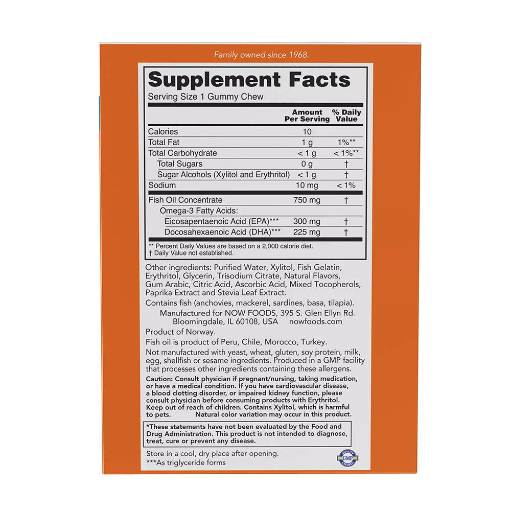 Now Foods Omega-3 Fish Oil Gummy Chews (36 Gummy Chews, Passionfruit)