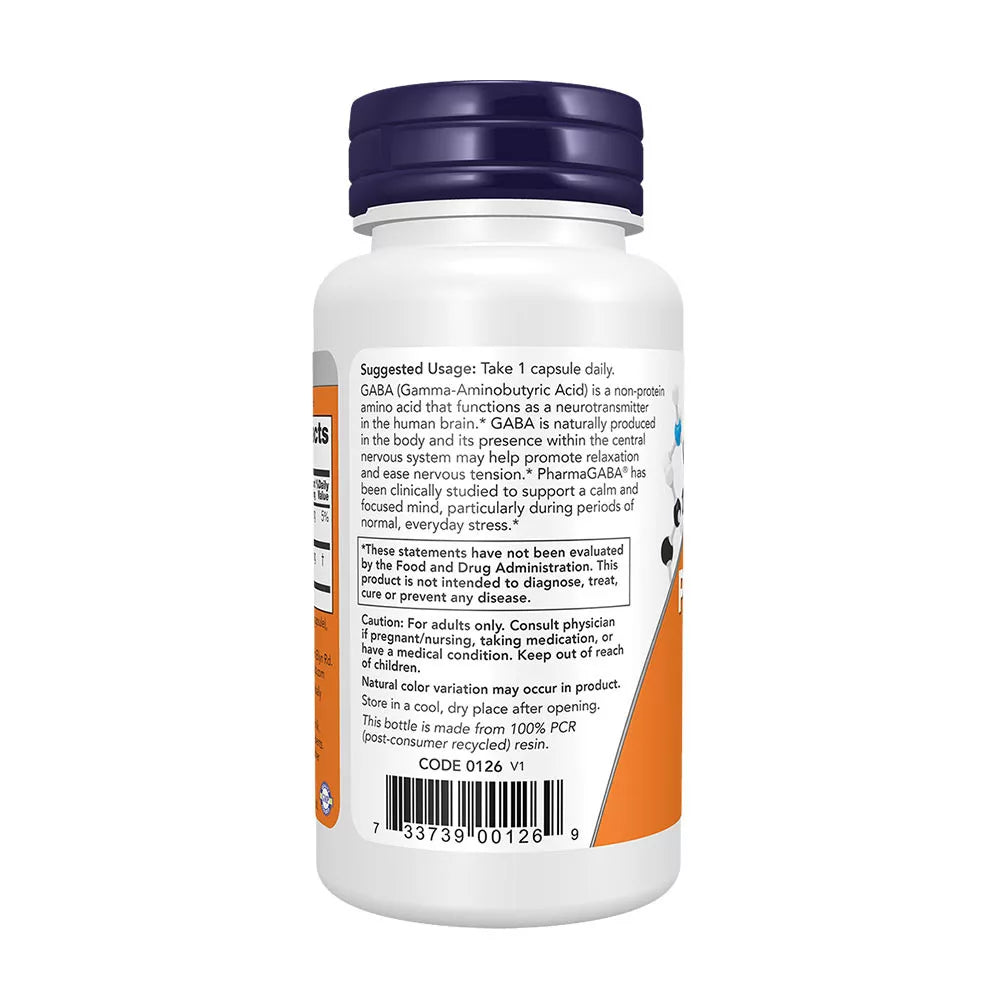 Now Foods PharmaGABA® 250 mg (60 Veg Capsules)