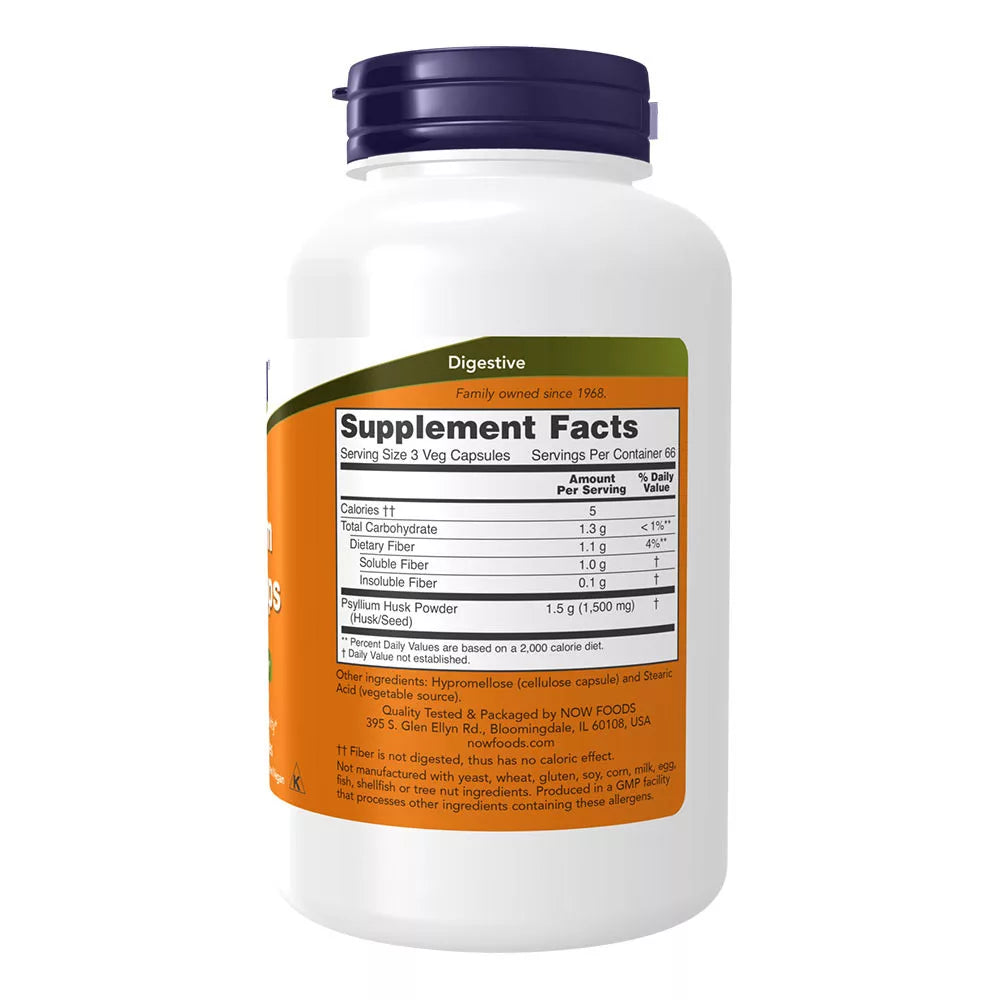 Now Foods Psyllium Husk 500 mg (200 Veg Capsules)