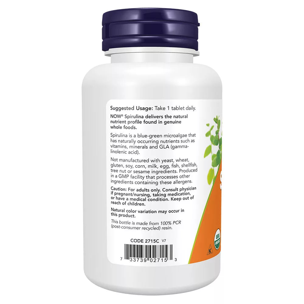 Now Foods Spirulina, Double Strength, Organic 1000 mg (120 Tablets)