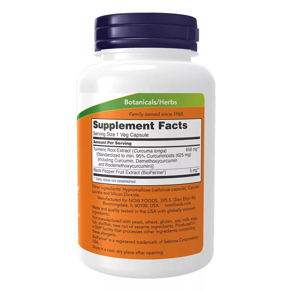 Now Foods Turmeric Curcumin + BioPerine (90 Veg Capsules)