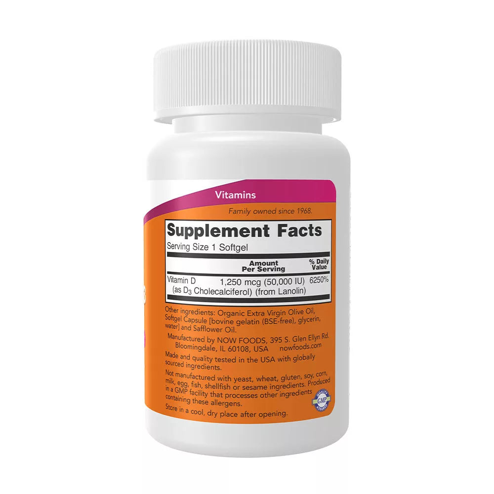 Now Foods Vitamin D-3 50,000 IU (12 Softgels)