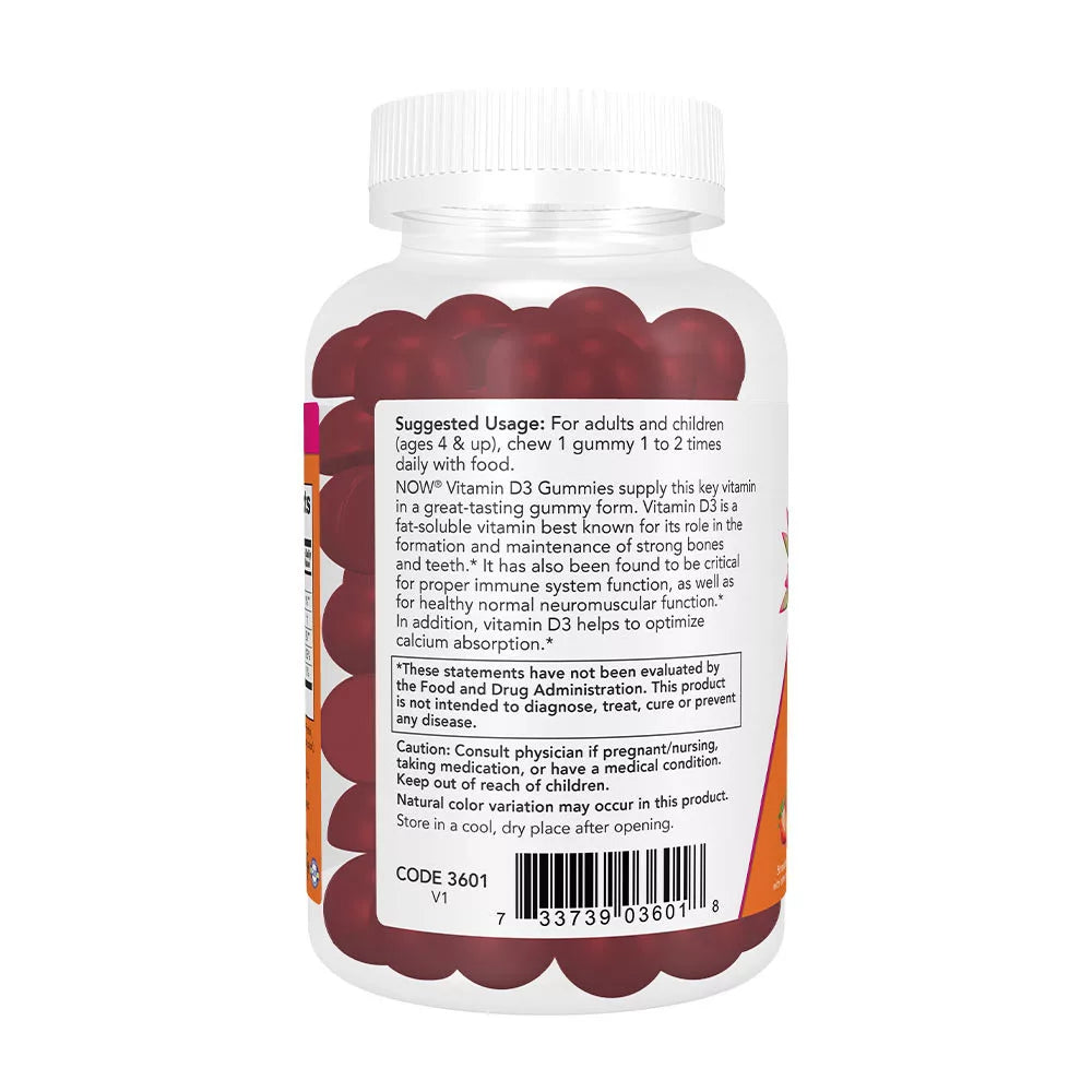 Now Foods Vitamin D3 Gummies (90 Gummies, Strawberry)