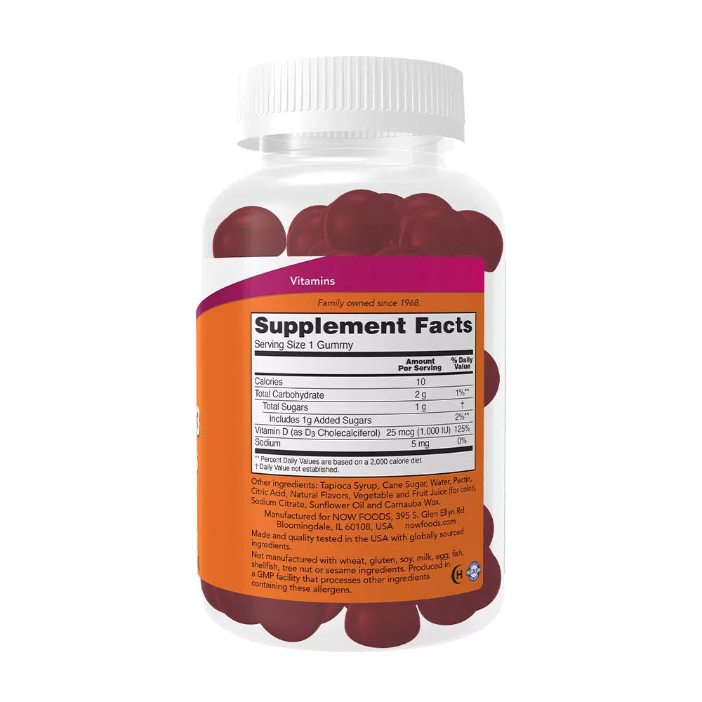 Now Foods Vitamin D3 Gummies (90 Gummies, Strawberry)