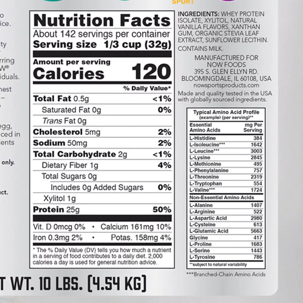 Now Foods Whey Protein Isolate (4540 g, Creamy Vanilla)