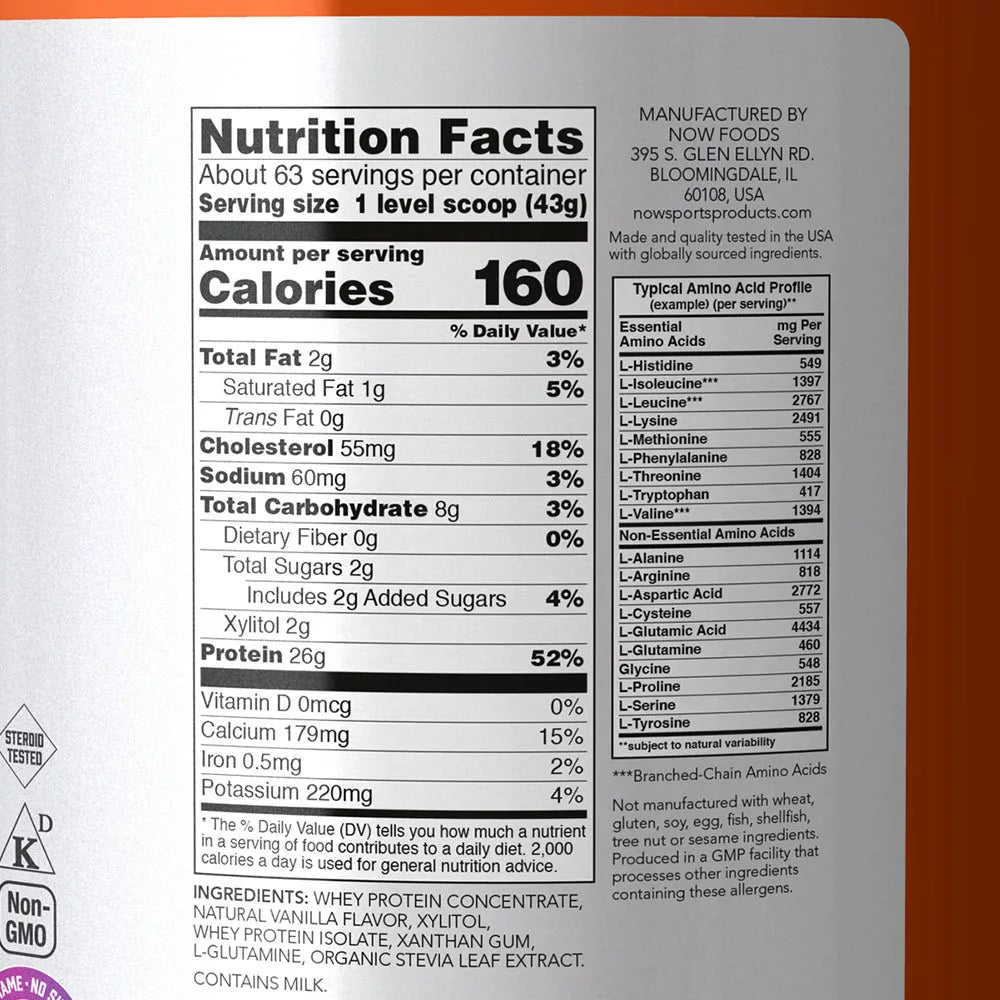Now Foods Whey Protein (2722 g, Creamy Vanilla)