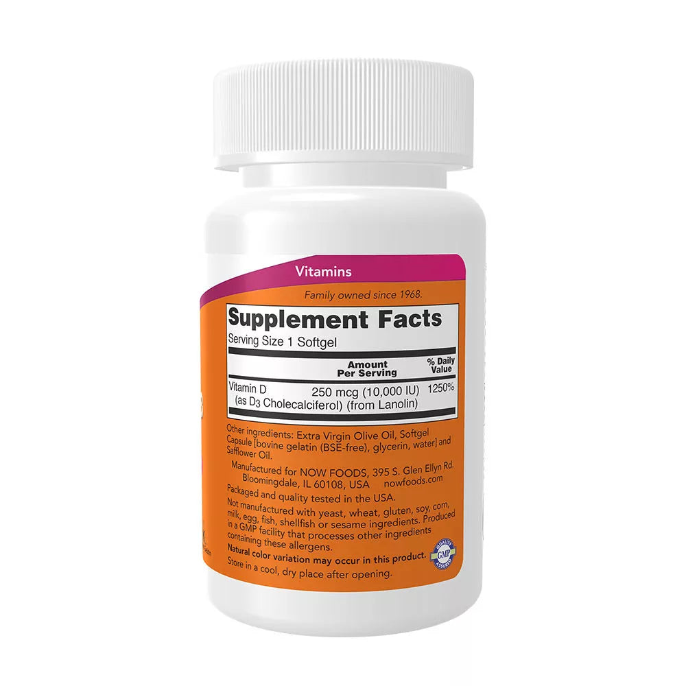 Now Foods Vitamin D-3 10,000 IU (120 Softgels)