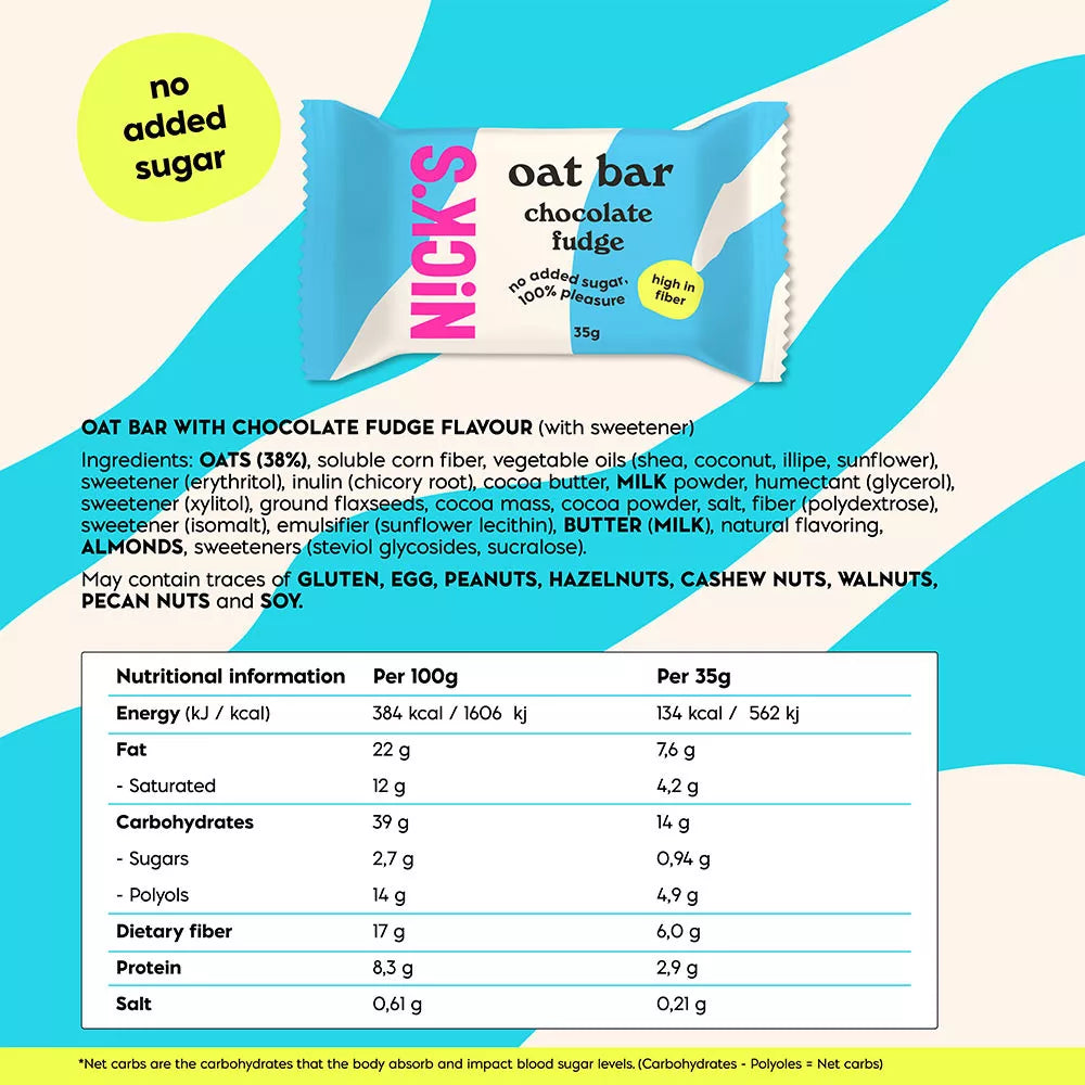 Nick's Chocolate Fudge Oat Bar (35 g)