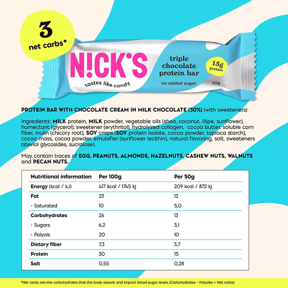 Nick's Triple Chocolate Protein Bar (50 g)