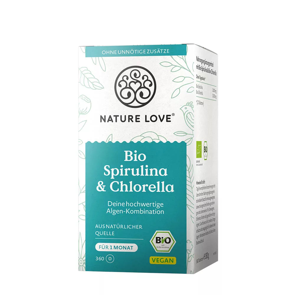 Nature Love Organic Spirulina & Chlorella (360 Tablets)