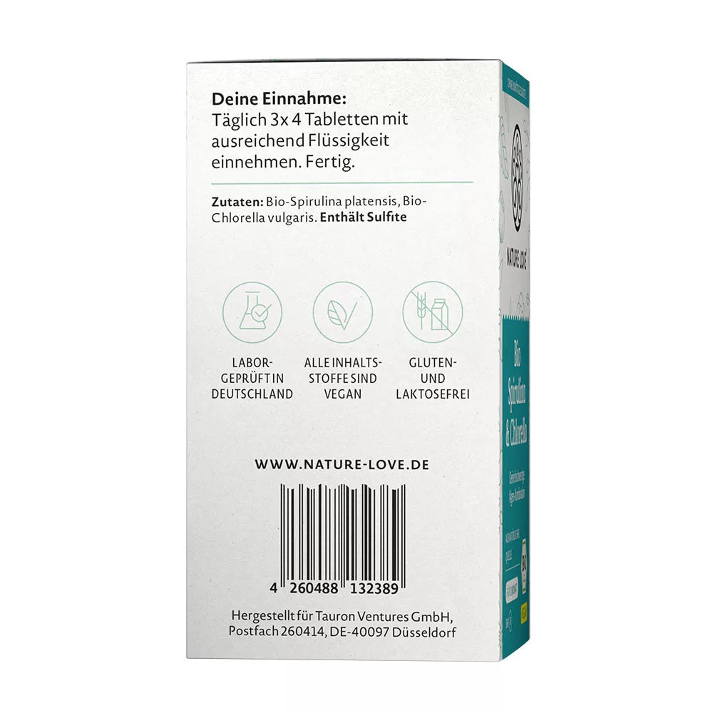 Nature Love Organic Spirulina & Chlorella (360 Tablets)