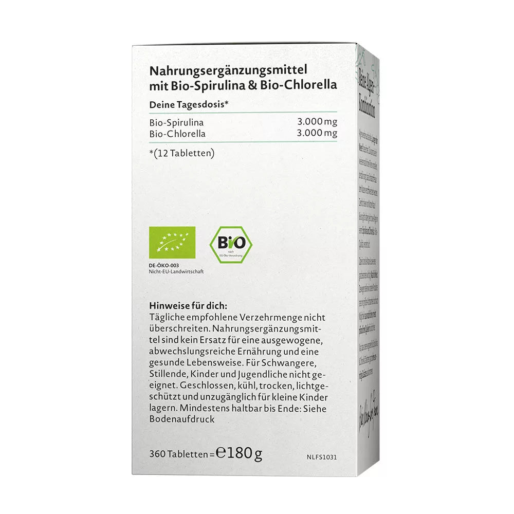 Nature Love Organic Spirulina & Chlorella (360 Tablets)