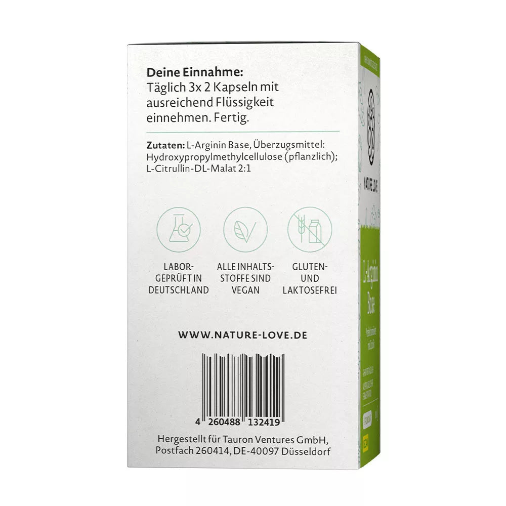 Nature Love L-Arginine Base (180 Capsules)