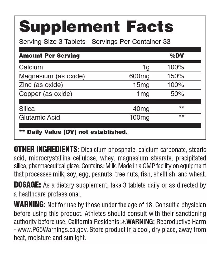 Universal Nutrition Calcium Zinc and Magnesium Plus Copper (100 Tablets)