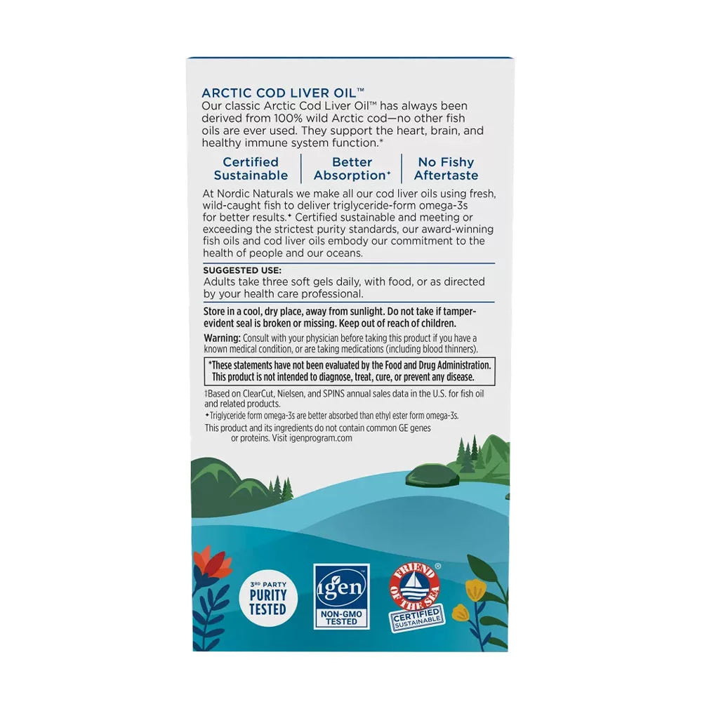 Nordic Naturals Arctic Cod Liver Oil (180 Softgels, Lemon)