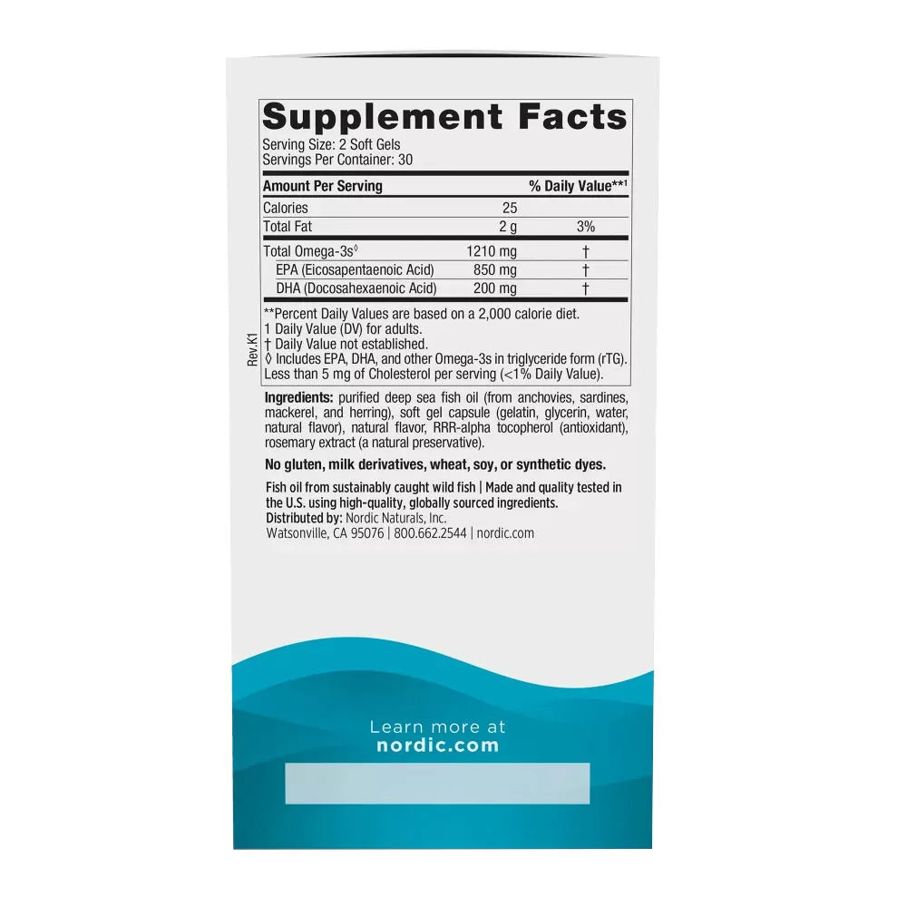 Nordic Naturals EPA 1210 mg (60 Softgels, Lemon)
