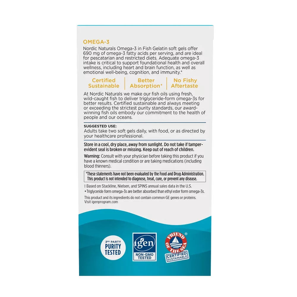 Nordic Naturals Omega-3 in Fish Gelatin (60 Softgels, Lemon)