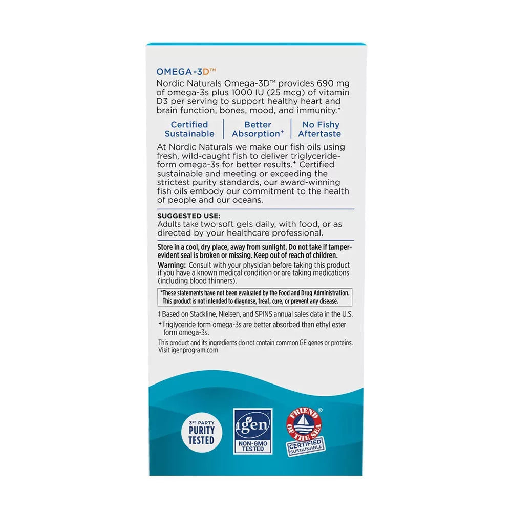 Nordic Naturals Omega-3D (120 Softgels, Lemon)