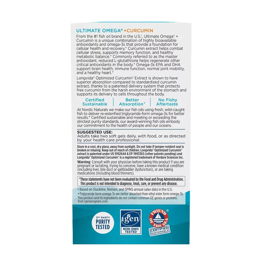 Nordic Naturals Ultimate Omega + Curcumin (60 Softgels)