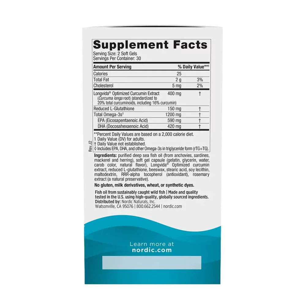 Nordic Naturals Ultimate Omega + Curcumin (60 Softgels)