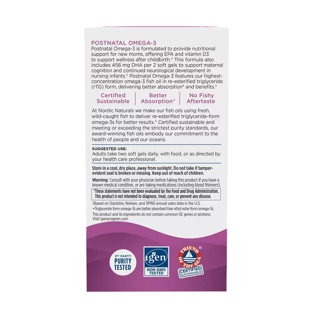 Nordic Naturals Postnatal Omega-3 (60 Softgels, Lemon)