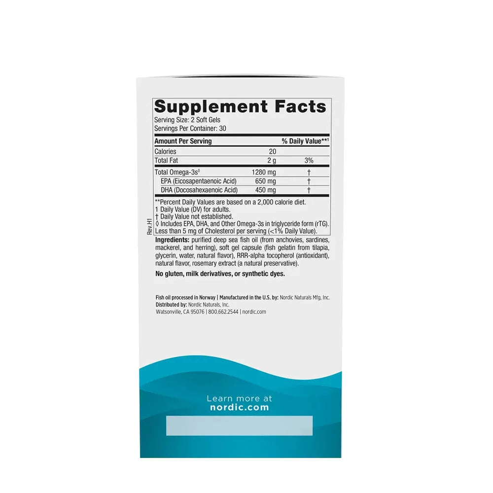 Nordic Naturals Ultimate Omega in Fish Gelatin (60 Softgels, Lemon)